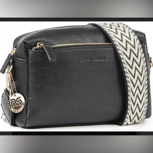 Petite Simone Crossbody Bag – Chevron Strap, Multiple Organizing Pockets